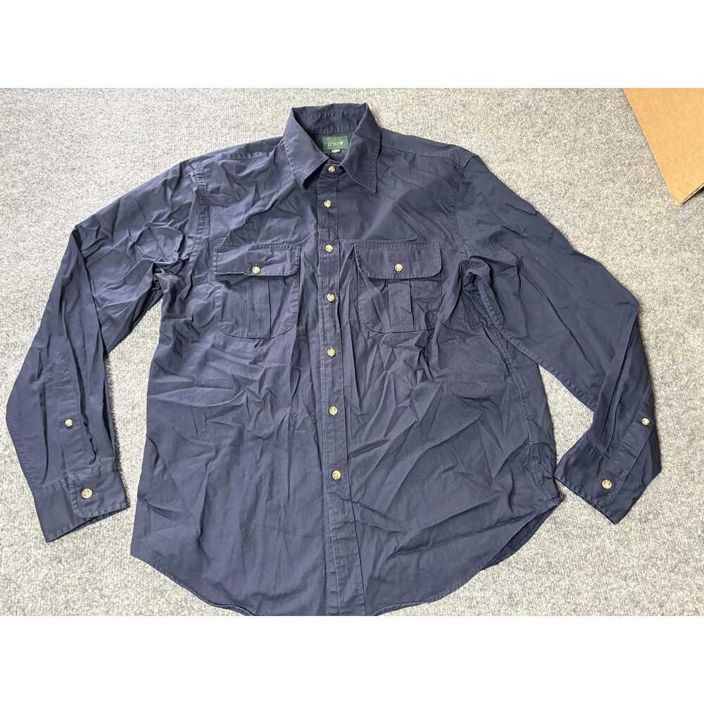 J.CREW Shirt Mens M Blue Long Sleeve Solid Twill Button-Up Pockets Casual